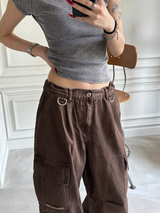 Pigment washing crop t-shirts(4color)