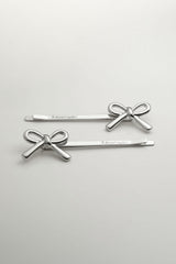 Simi ribbon hair pin (Silver / Select side) 