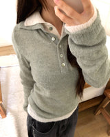 Bekil Henry Neck Collar Wool Long Sleeve Knit