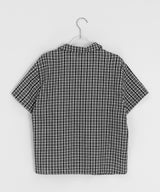 26SS★ [BAONHAUS] Krunen Linen Check Short Sleeve Shirt Blouse