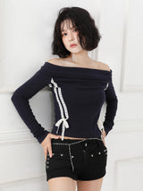 Offshoulder Lace Two-way T-shirt