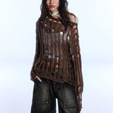 SIN MESH SWEATER_BROWN