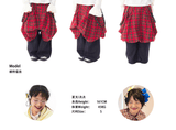 sillysis 赤チェック切り替えレザー風パンク風特殊プリーツ立体感フレアスカート