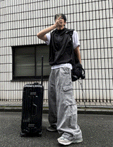 ピグメントバルーンステッチカーゴデニムパンツ