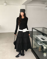 マロンレイヤードスタイルキャミソールセットロングスリーブTシャツ