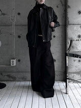 loose fit basic leather jacket