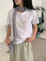 Kinue Butterfly Print Silket Short Sleeve Tee