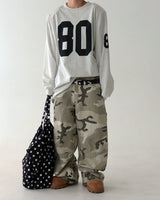[UNISEX] ピンタックカーモカーペンターワイドパンツ
