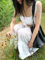  Garden Ethnic Lace Bustier & Long Maxi Skirt 2PCS SET (Ivory)