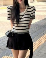 Tetti stripe short‑sleeve knit