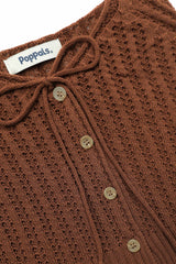 クロシェットニットベスト[Brown]