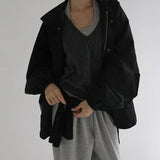 [Ronak] String High-Neck Loose-Fit Field Jacket - 2 Colors