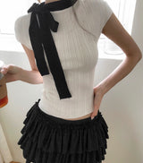 [ exhibition look🖤 ] mono glam tie top