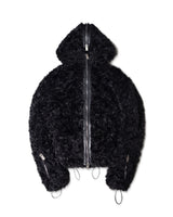 FAUX FUR MULTI ZIPPER BLACK JACKET