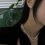 [92.5silver] 2ウェイフラワーパールピアス