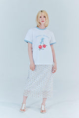 チェリーリンガーTシャツ_ホワイト/ペールブルー
