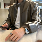  Mirei Two-Way Double Line Biker Leather Jacket