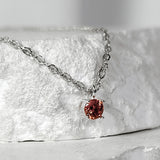 SV925-zirconia one point chain necklace_ICE ORANGE