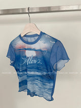 オーシャンシースルークロップ半袖Tシャツ