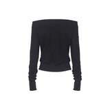 OFF-SHOULDER SLIM ZIP-UP_Black