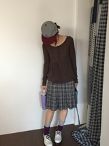 YWD PLAID PLEATS SKIRT (3color)