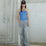 Drape Banded Tube Top Blue