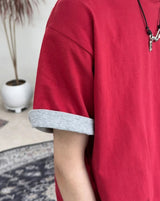 エドハイデンシティロールアップカラーマッチング半袖Tシャツ