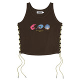 HIGH SPAN GRAPHIC POINT SLEEVELESS [BROWN]