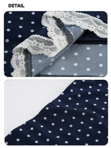 Navy Dotted Lace Chiffon Long Skirt