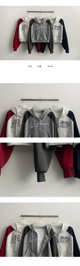 Dewdie Cropped Raglan Hooded Zip-Up