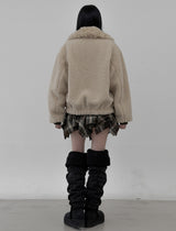 Reversible Fur Collar Quilted Dumble Jumper