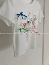 パピーリボンキッチンクロップドショートスリーブTシャツ