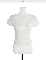 plumpy wrap lace glam top