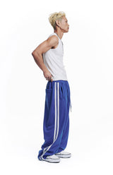 Star Piping Track Balloon Sweat Pants - Blue