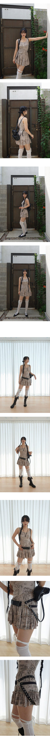 LEOPARD FRILL MINI DRESS
