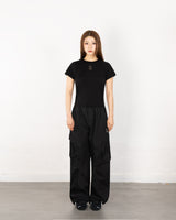 W Chest Logo Crop Short Sleeve Black