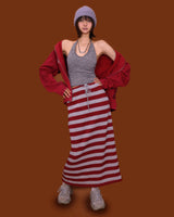 striped wide knit long skirt (4color)