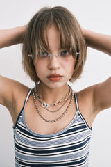 ストライプスリーブレス (blue)
