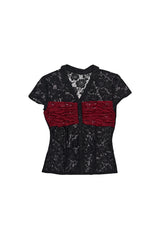 レースシャーリングシャツ #BLACK&RED