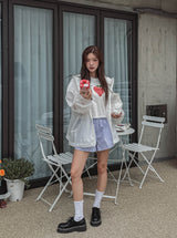 Rainy Square Hooded Zip-Up