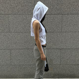 LAYERED HOODIE VEST_MESH WHITE