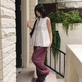 Cordan Punching Flare Button Sleeveless Blouse