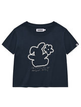 WITTY BUNNY CROP MODAL T-SHIRT [DARK NAVY]
