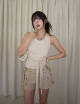 マルチサイドシャーリングストラップホルタースリーブレス