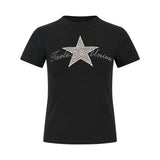 Leopard Star Rhinestone Slim Fit Tee