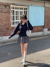 Again Basic Cotton Loose Fit V-neck Knit (5color)