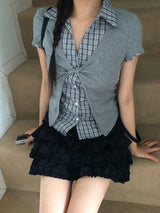Leahn Frill Tiered Banding Mini Skirt