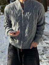 Tereko two way heavy knit zip-Up