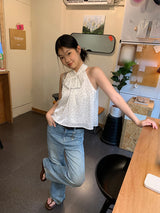 ドットシャインホルターノースリーブブラウス