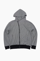 City stripe unbalance hood zip-up